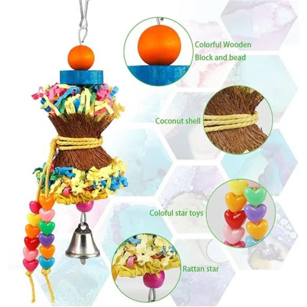 Bird Parakeet Toys Foraging Shredding Toys Parrot Cage Accessories Hanging Toys